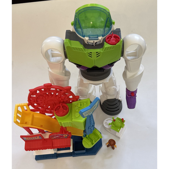 IMAGINEXT LOT of 2 Toy Story Buzz Lightyear Robot Space Ship Carnival Playsets
